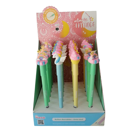 DISPLAY 24PCS BOLIGRAFOS BORRABLES MAGIC FRIENDS.-0