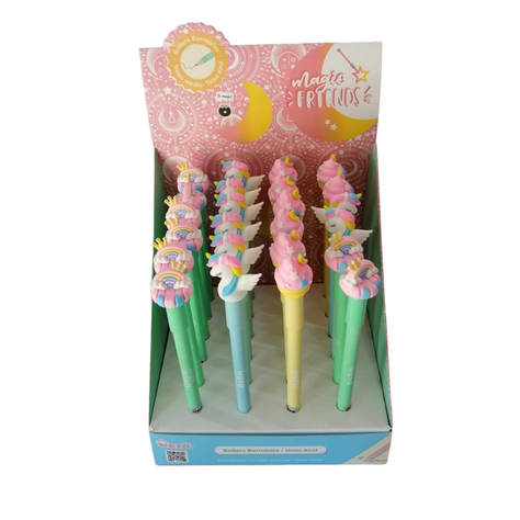 DISPLAY 24PCS BOLIGRAFOS BORRABLES MAGIC FRIENDS.-1