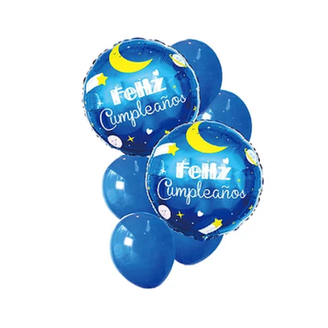 Set De Globos Feliz Cumpleaños Azul 7 Pcs-0