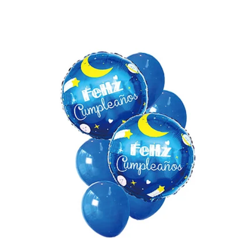Set De Globos Feliz Cumpleaños Azul 7 Pcs-1