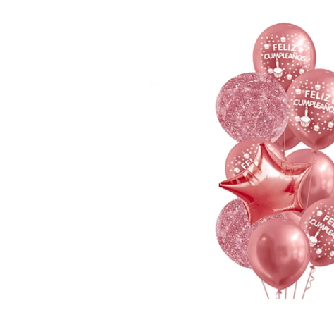 Set De Globos Latex Oro Rosa Feliz Cumpleaños 11Pcs-1