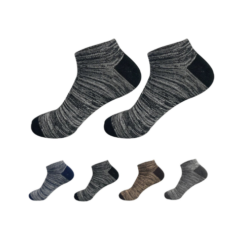 Calcetines De Hombre Jaspeado Corte Tobillo 12 Unidades-1