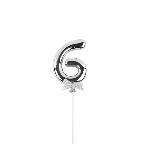 Topper De Número 6 Plateado 20cm-1