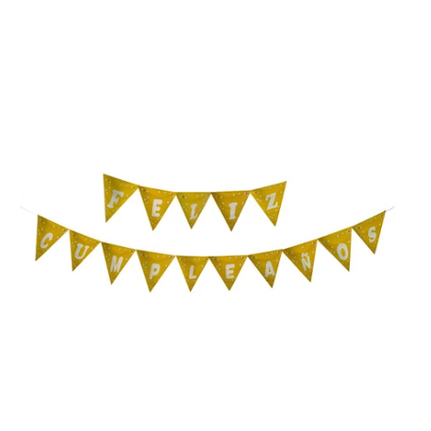 Banderín Feliz Cumpleaños Dorado 5m-0