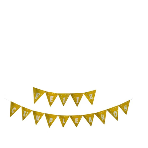 Banderín Feliz Cumpleaños Dorado 5m-1