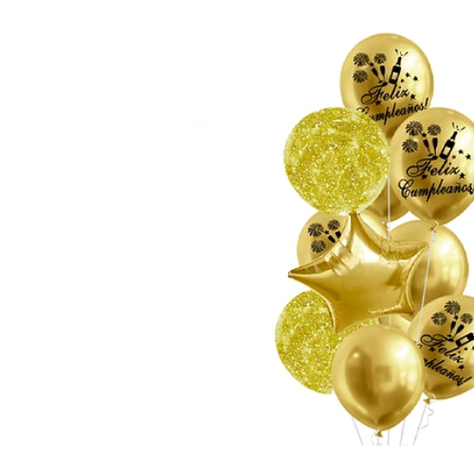 Set Globos Latex Dorado Feliz Cumpleaños 11Pcs-1