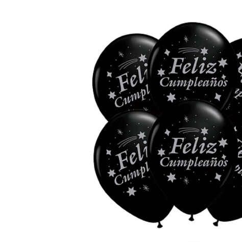 Set De Globos Latex Feliz Cumpleaños Con Letras Plateadas-1