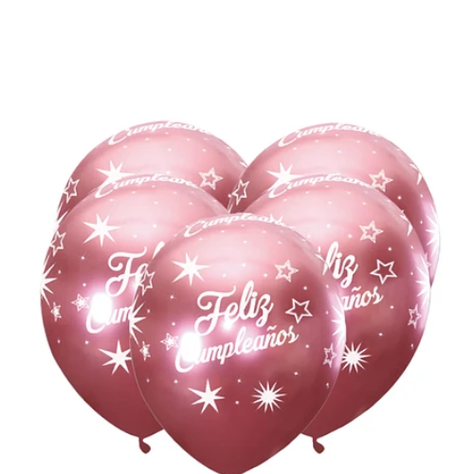 Globo Cromado Feliz Cumpleaños Rojo 5pcs 30cm-1