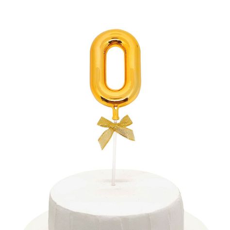 TOPPER TORTA NUMERAL DORADO 0-0
