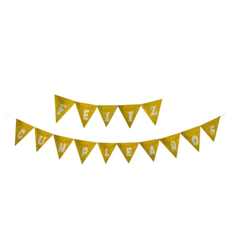 Banderín Feliz Cumpleaños Dorado 5 m-0