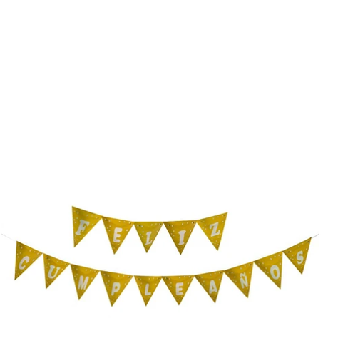 Banderín Feliz Cumpleaños Dorado 5 m-1