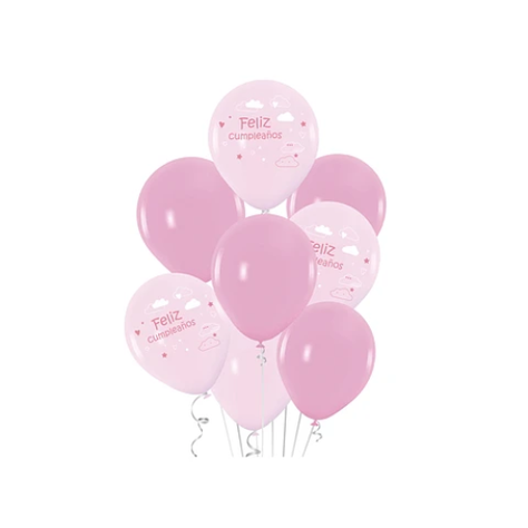 Set De Globos De Látex Nube Feliz Cumpleaños Rosa 8Pcs-0