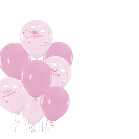Set De Globos De Látex Nube Feliz Cumpleaños Rosa 8Pcs-1