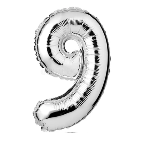 Globo Número 9 Plata 16 Pulgadas-0
