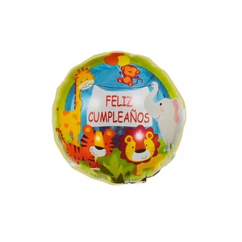 Globo Redondo Feliz Cumpleaños Animales 45  cm-0