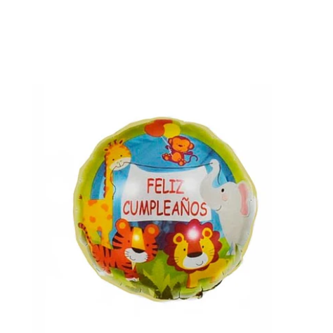 Globo Redondo Feliz Cumpleaños Animales 45  cm-1