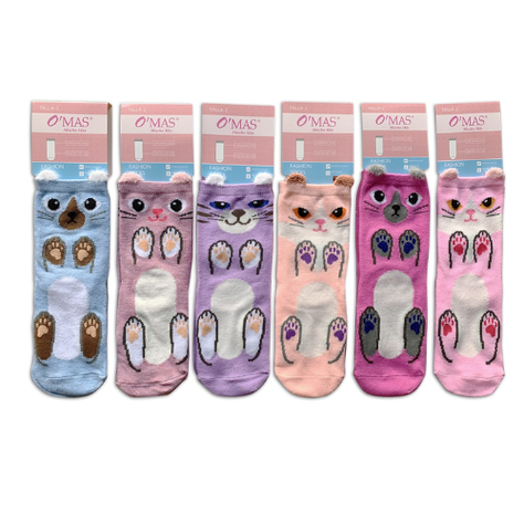 Calcetines De Niña Corte Medio Animales Talla 6 12 Unid-1