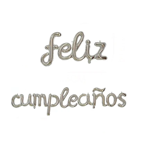 Globos Metálico Feliz Cumpleaños Color Plateado 16 Pulgadas-0
