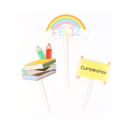 Topper Feliz Cumpleaños 3pcs-0