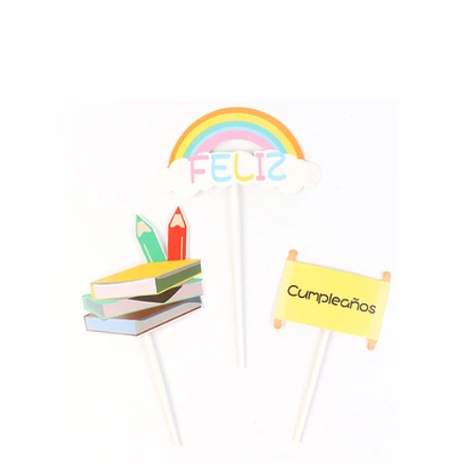 Topper Feliz Cumpleaños 3pcs-1