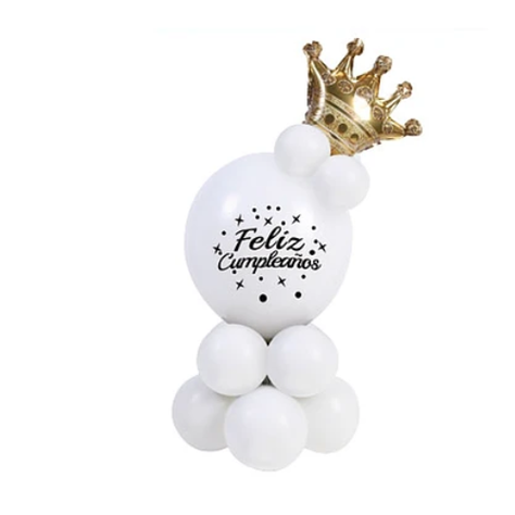 Set De Globos Feliz Cumpleaños Con Corona 13 Pcs-0