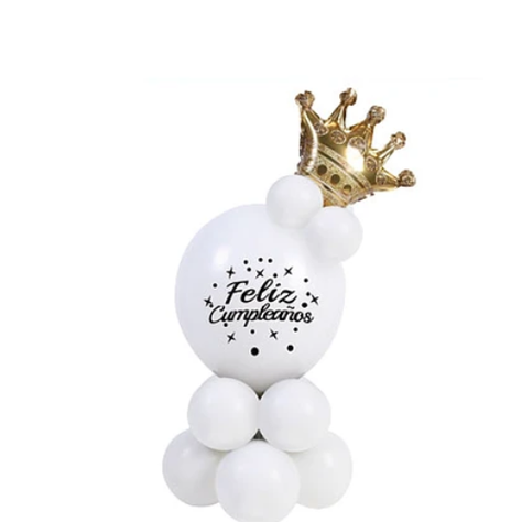 Set De Globos Feliz Cumpleaños Con Corona 13 Pcs-1