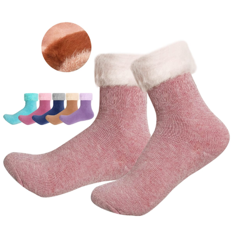 Calcetines De Niña Toalla Con Polar Bicolor Talla 6 12 Unid-1