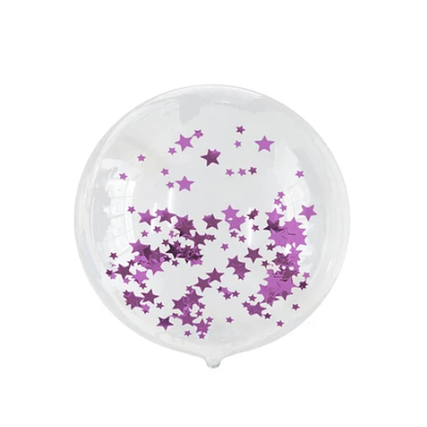 Globo Burbuja Confeti Estrella Color Morado 45cm-0