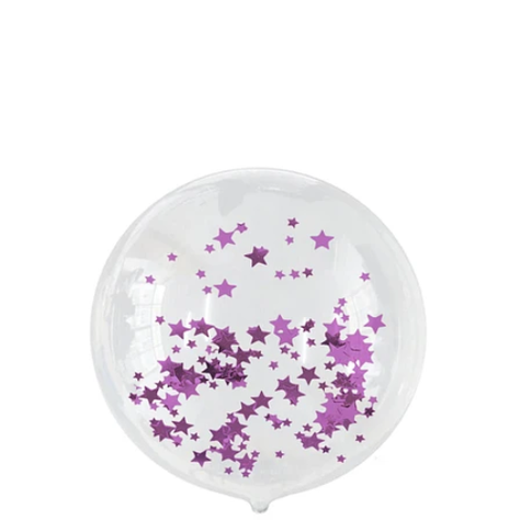 Globo Burbuja Confeti Estrella Color Morado 45cm-1