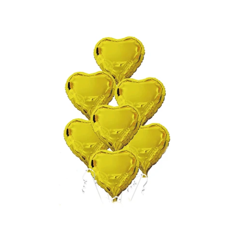 Set De Globos Corazón Dorado 7Pcs 45Cm-0