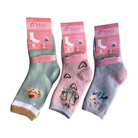 Calcetines De Niña Toalla Dibujo Surtido Talla 4 12 Unid-1