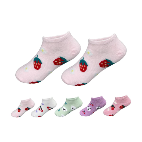Calcetines Niña Juvenil Corte Tobillo Estampado Frutas 12Uni-1