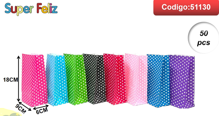 BOLSAS DE PAPEL UNICOLOR CON LUNARES-0