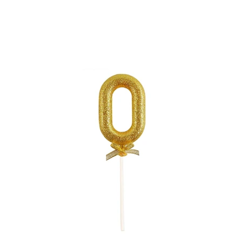 Topper Numero 0 Glitter Dorado 18cm-1