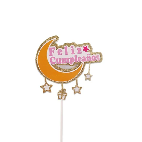 Topper Luna Feliz Cumpleaños Con Luces 14x22cm-1
