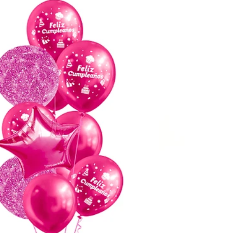Set De Globos De Latex Fucsia Feliz Cumpleaños 11Pc-1