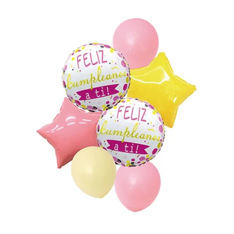 Set De Globos Feliz Cumpleaños Rosa 7 Pcs-0
