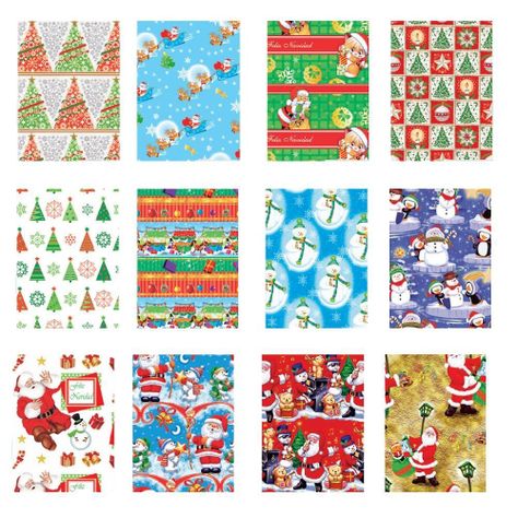 PACK 100 PAPEL DE REGALO SURTIDOS DE PAPEL COUCHE NAVIDAD.-1
