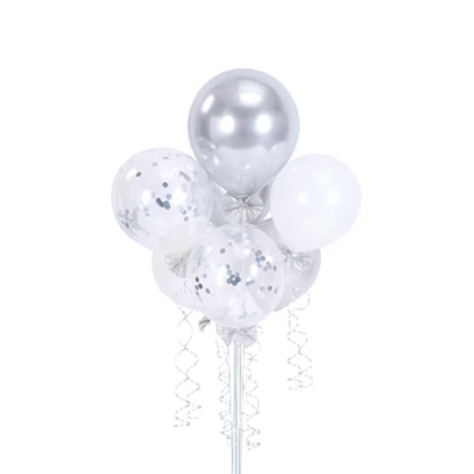 Set De Globos Con Pedestal 7  pcs Plateado-0