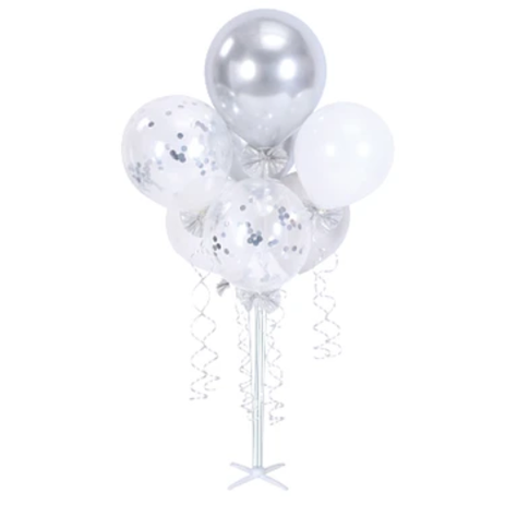 Set De Globos Con Pedestal 7  pcs Plateado-1