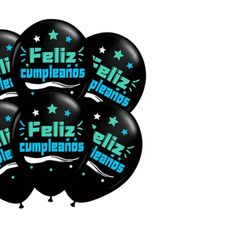 Set De Globos Latex Feliz Cumpleaños Con Letras Celeste-1