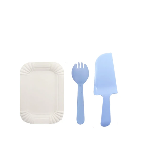 Juego De Platos Y Cubiertos De Cumpleaños 13pcs Celeste-1