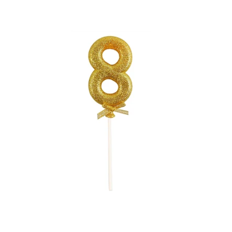 Topper Numero 8 Glitter Dorado 18cm-0