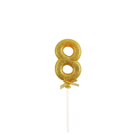 Topper Numero 8 Glitter Dorado 18cm-1