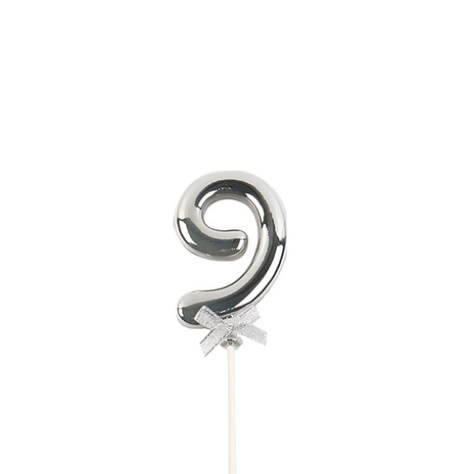 Topper De Número 9 Plateado 20cm-1