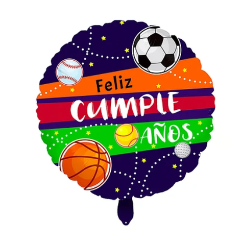 Globo Metalico Deportes Feliz Cumpleaños 45Cm-0