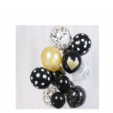 Set De Globos Dorado Y Negro 13 Pcs-1
