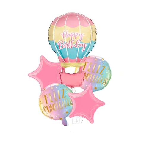 Set De Globos Metalizados Aerostático Deliz Cumpleaños 5Pcs-0