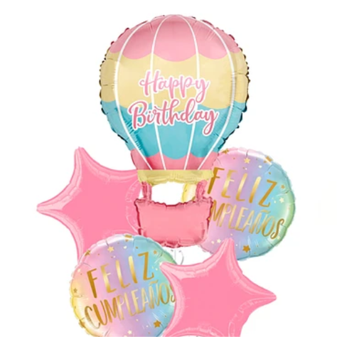 Set De Globos Metalizados Aerostático Deliz Cumpleaños 5Pcs-1