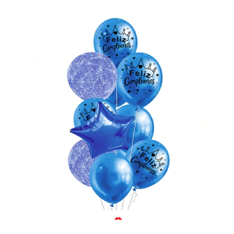 Set De Globos Latex Azul Feliz Cumpleaños 11Pcs-0